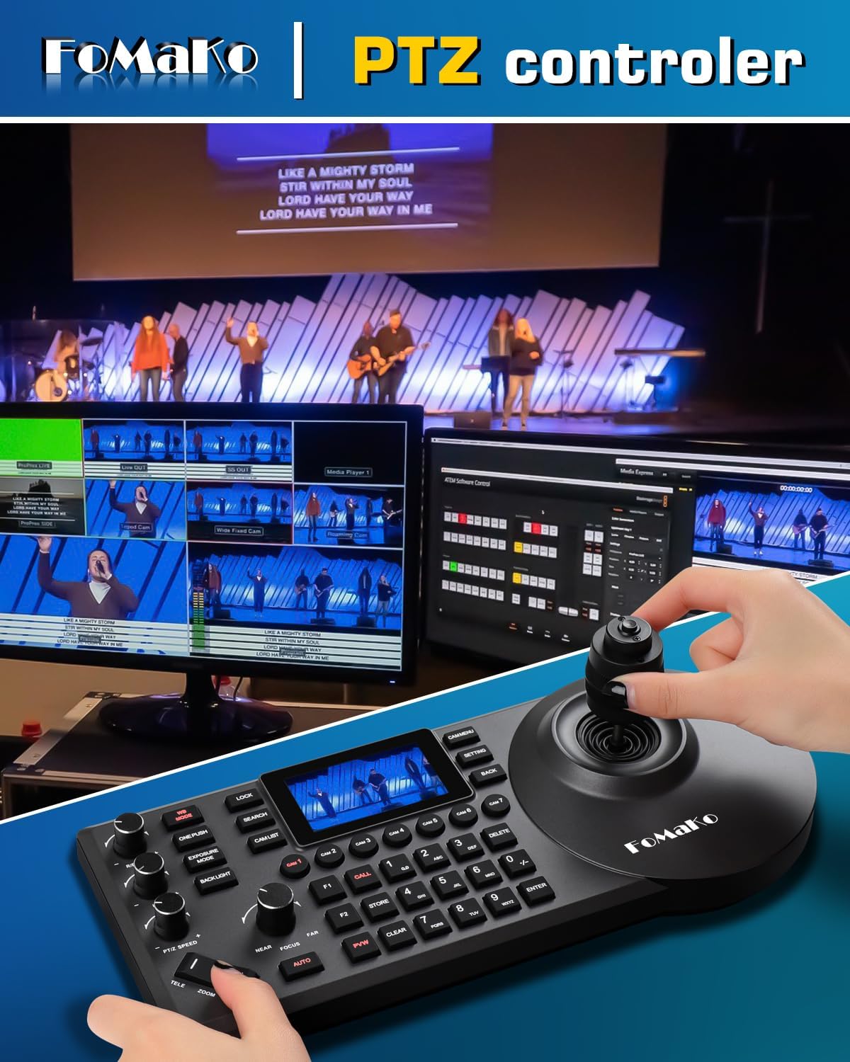 FoMaKo Cámara PTZ 4K 20X HDMI AI de seguimiento automático PTZ, controlador PTZ - Image 5